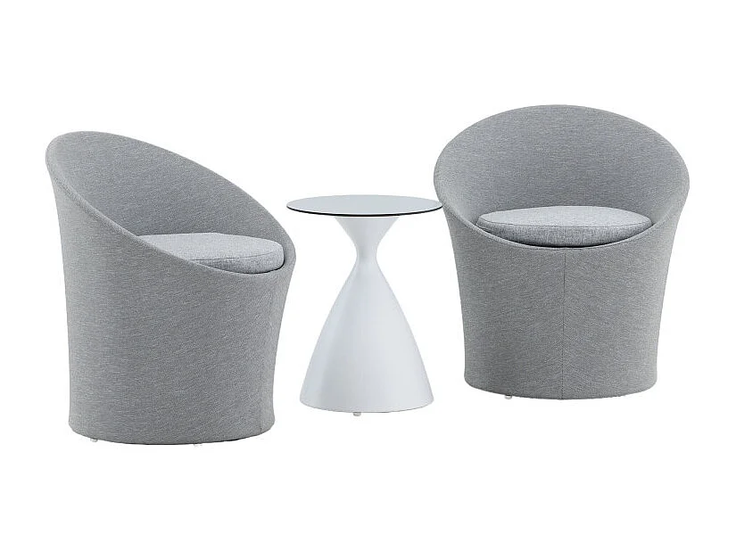 Salon de Jardin Design "Spoga" 73cm Gris & Blanc