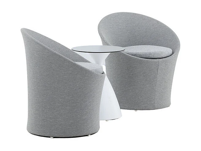 Salon de Jardin Design "Spoga" 73cm Gris & Blanc