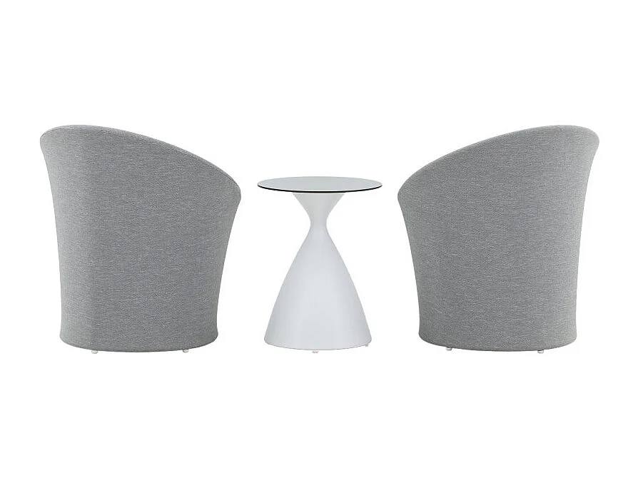 Salon de Jardin Design "Spoga" 73cm Gris & Blanc