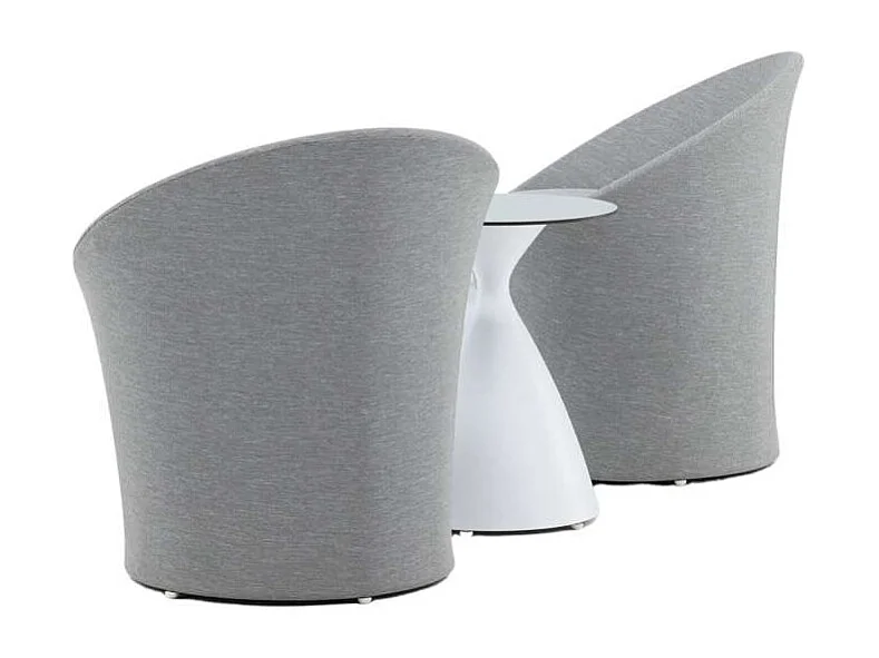 Salon de Jardin Design "Spoga" 73cm Gris & Blanc