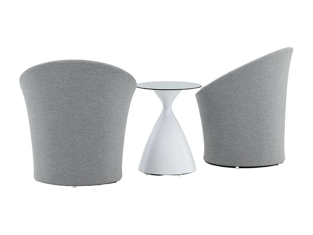 Salon de Jardin Design "Spoga" 73cm Gris & Blanc