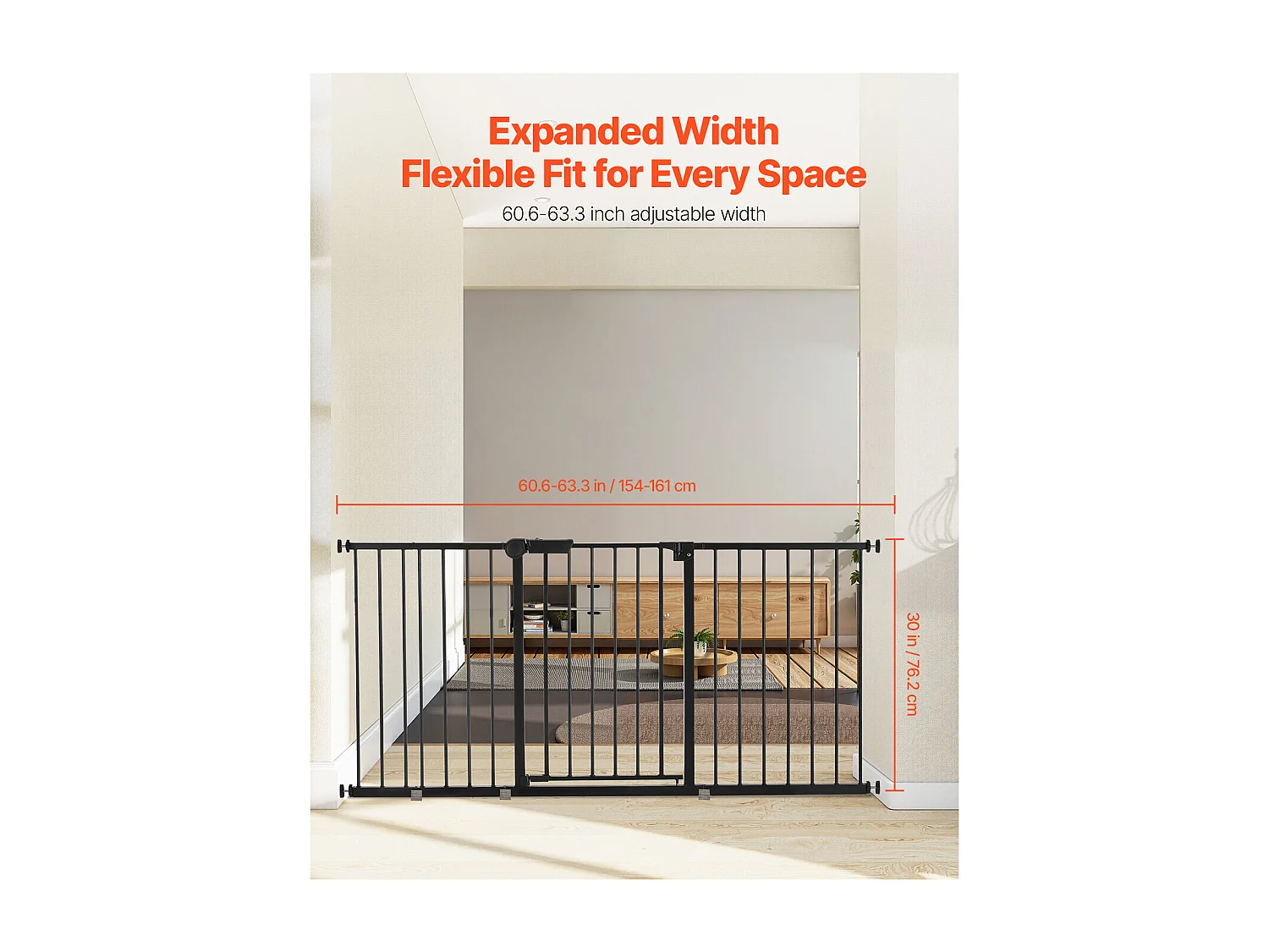 Portão de Segurança para Animais de Estimação, SucceBuy Portão de Segurança Expansível para Cães 154-161 x 76,2 cm Preto