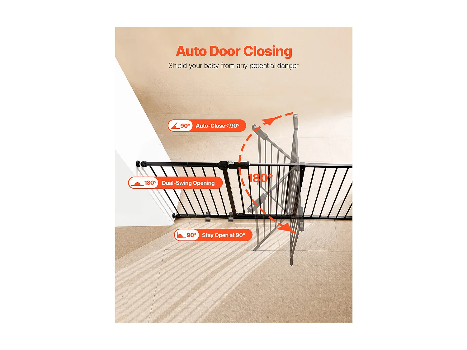 Portão de Segurança para Animais de Estimação, SucceBuy Portão de Segurança Expansível para Cães 154-161 x 76,2 cm Preto