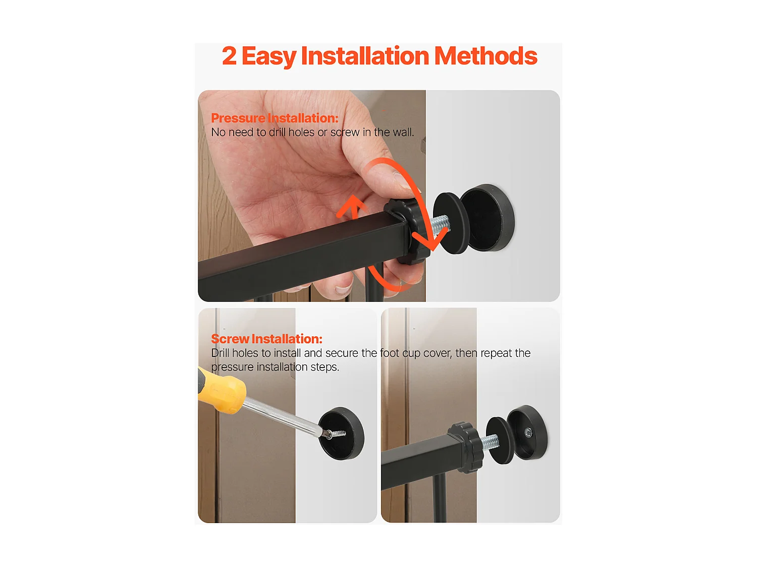 Portão de Segurança para Animais de Estimação, SucceBuy Portão de Segurança Expansível para Cães 154-161 x 76,2 cm Preto