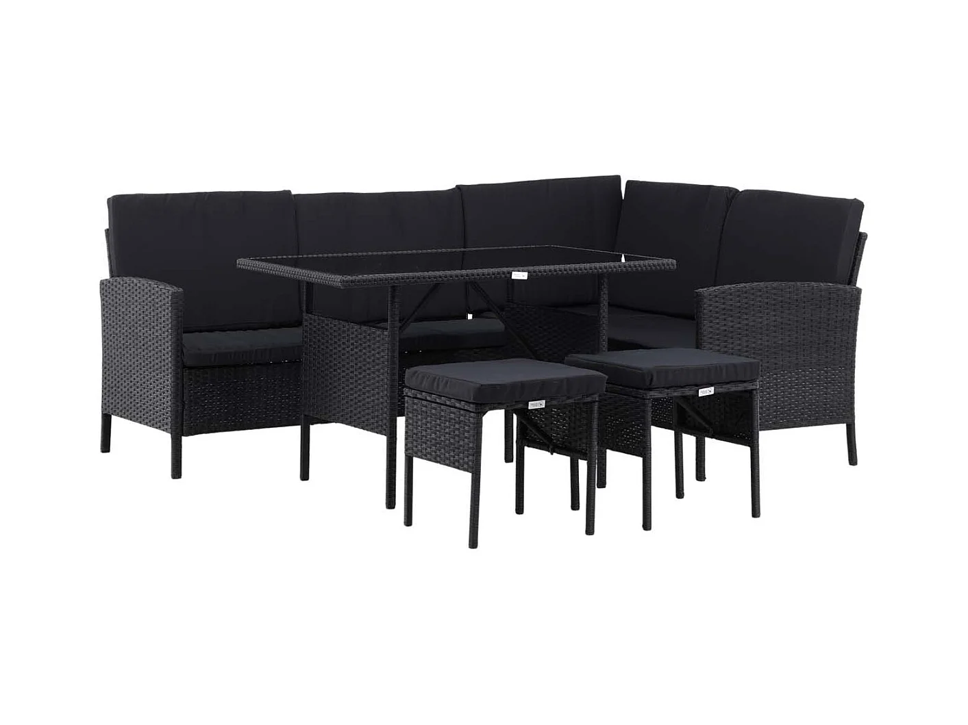 Salon d'Angle de Jardin "Knock" 145cm Noir