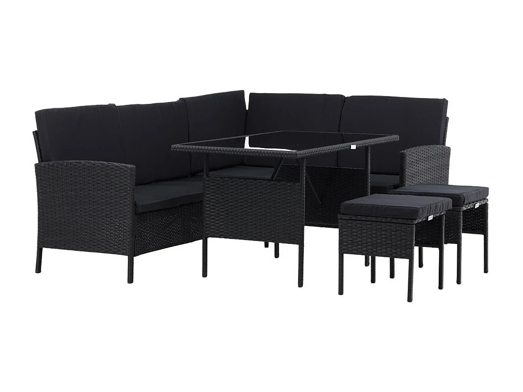 Salon d'Angle de Jardin "Knock" 145cm Noir