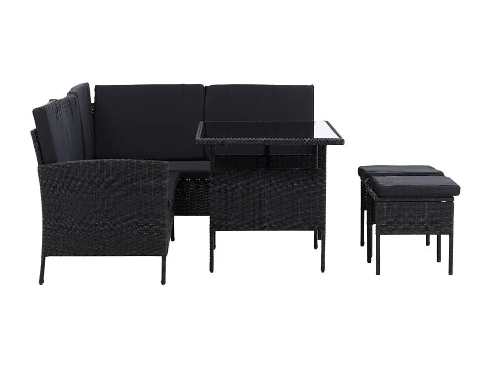 Salon d'Angle de Jardin "Knock" 145cm Noir