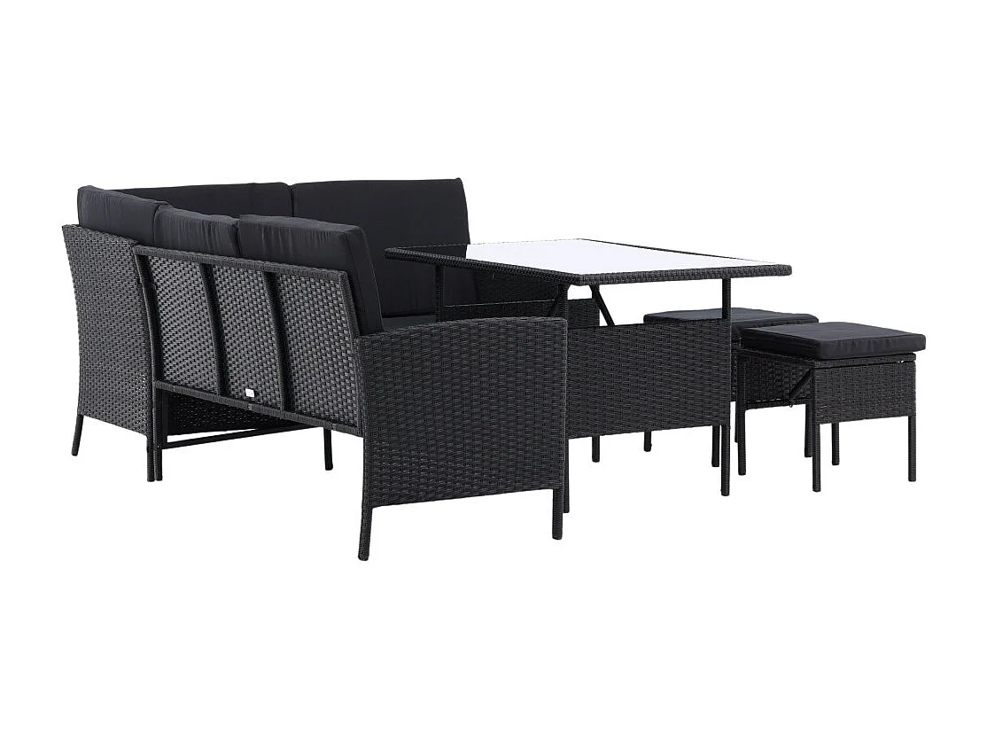 Salon d'Angle de Jardin "Knock" 145cm Noir