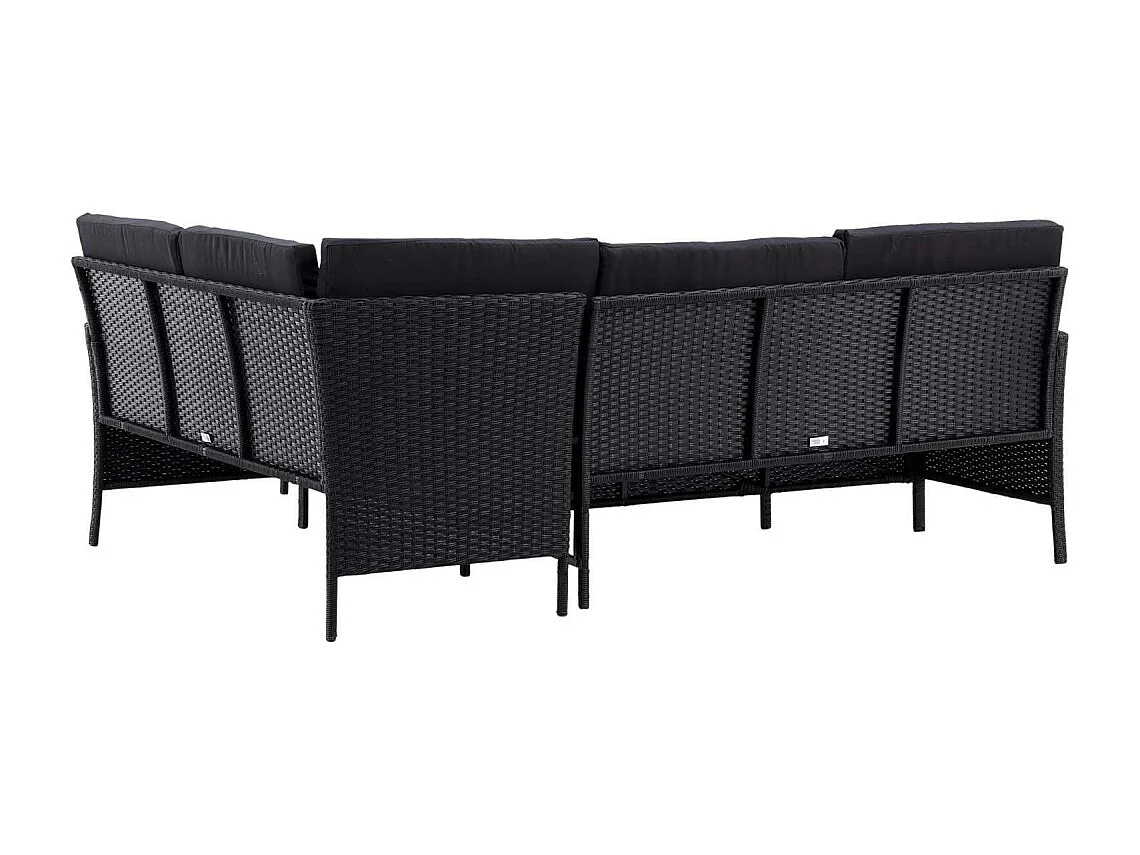 Salon d'Angle de Jardin "Knock" 145cm Noir