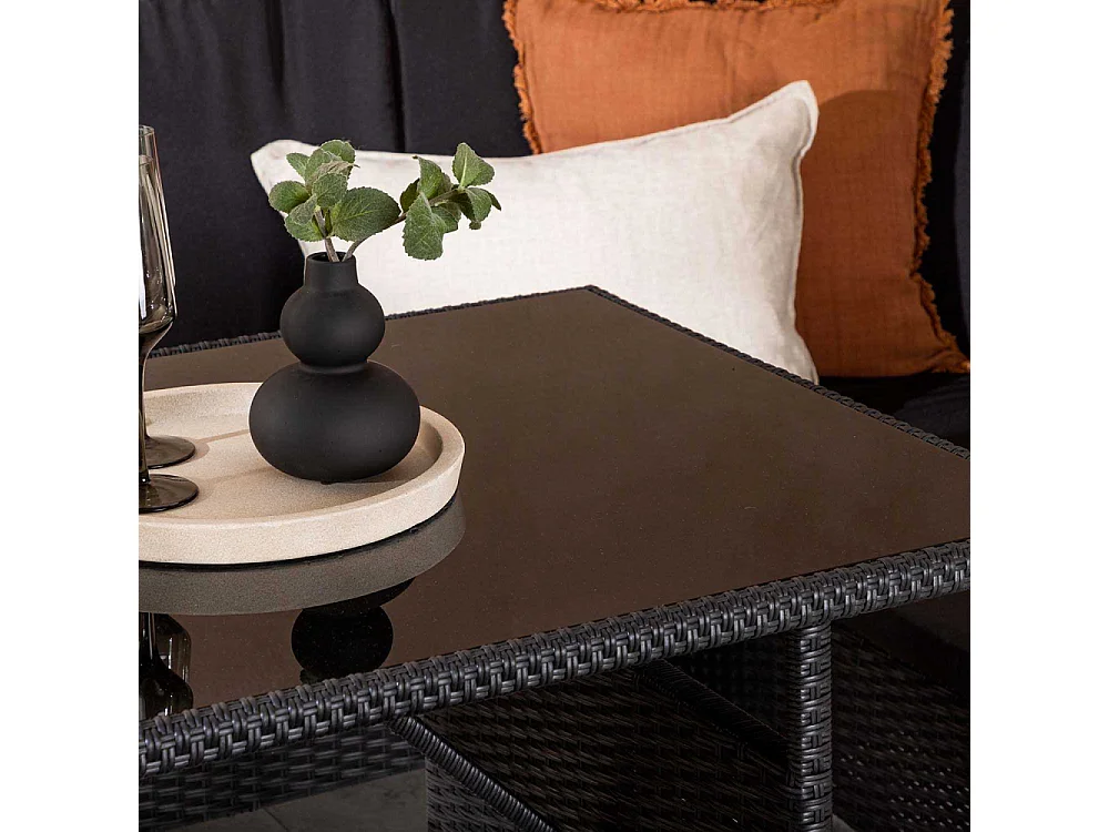 Salon d'Angle de Jardin "Knock" 145cm Noir