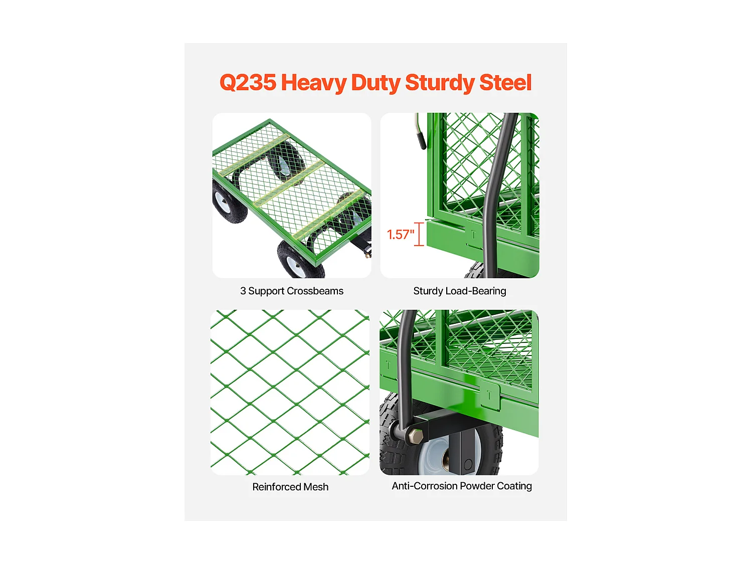 Chariot de Jardin, SucceBuy Chariot de Jardin en Acier 308,44 kg Capacité, Chariot de Jardin Robustes avec Pneus de 25,4 cm