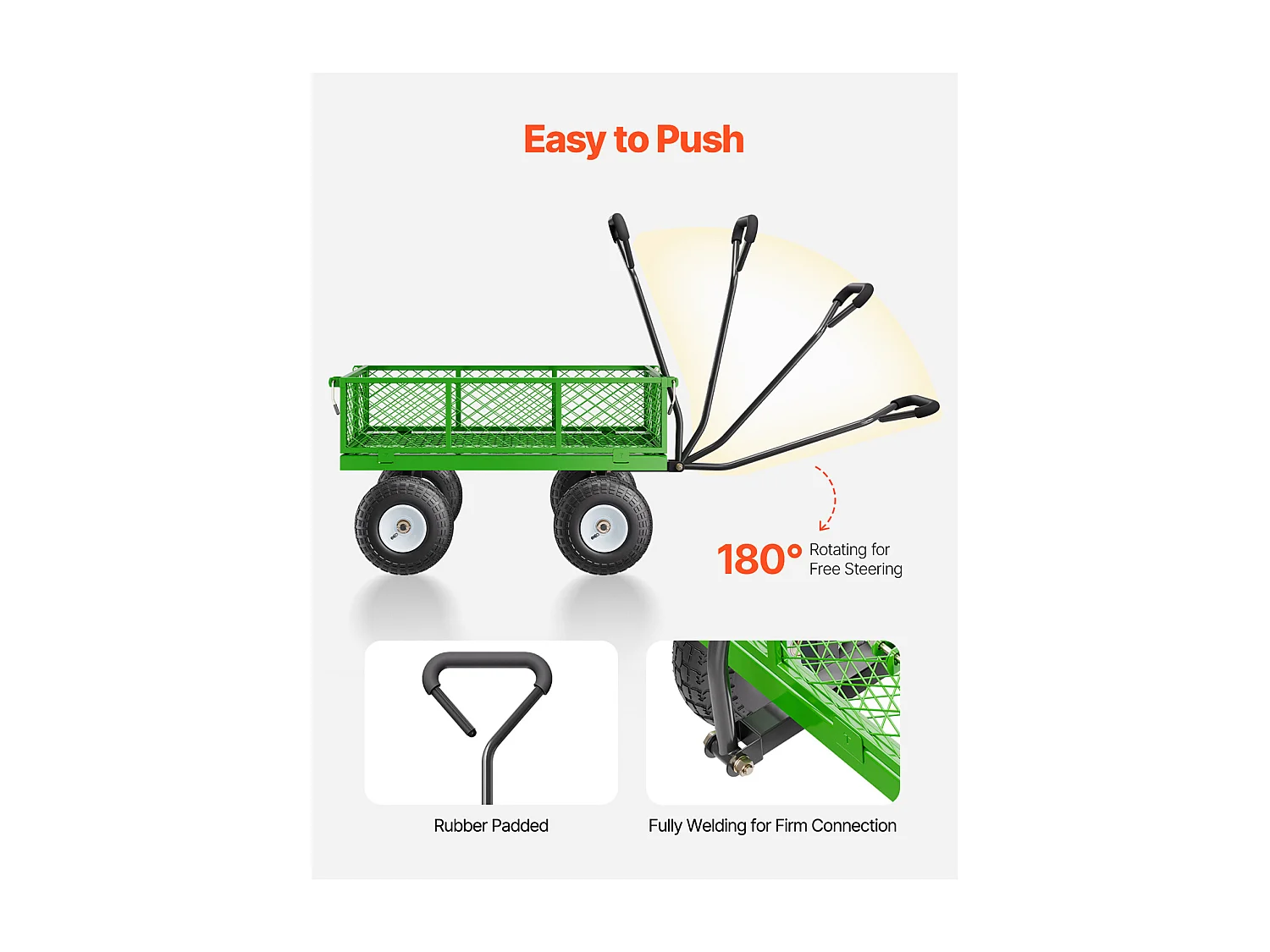 Chariot de Jardin, SucceBuy Chariot de Jardin en Acier 308,44 kg Capacité, Chariot de Jardin Robustes avec Pneus de 25,4 cm