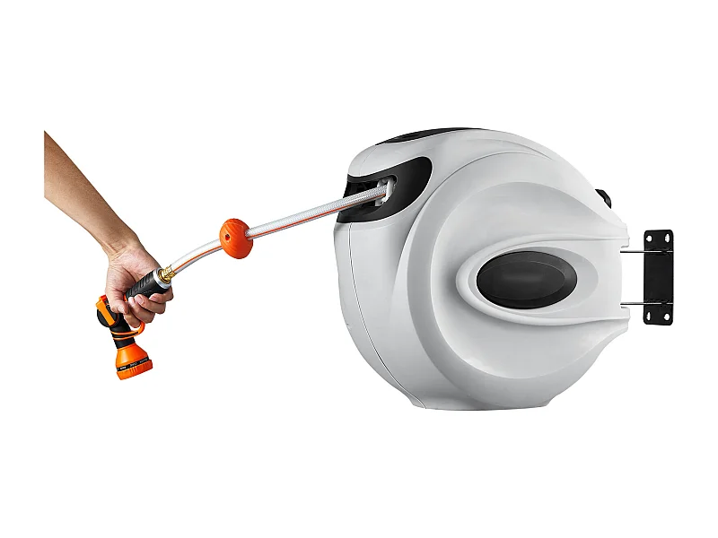 Enrouleur de Tuyau d'Arrosage Rétractable SucceBuy, 1,2 cm x 40 m, Fixé au Mur, Avec Buse 9 - Pattern, Verrouillage de Toute Longueur