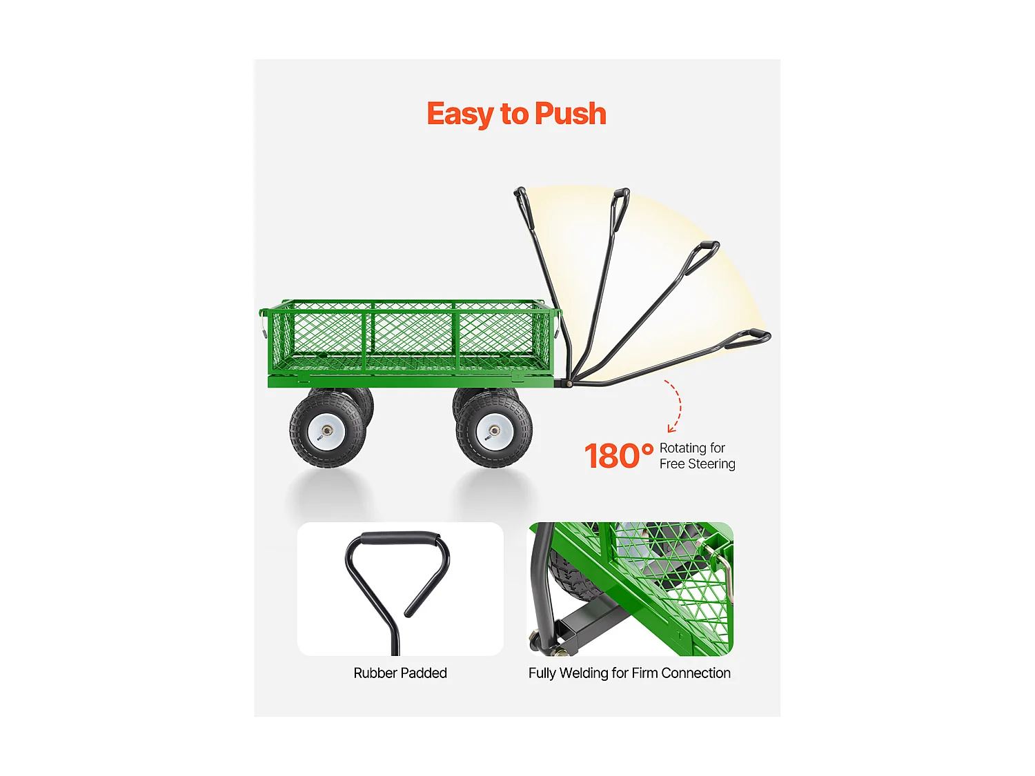 Chariot de Jardin, SucceBuy Chariot de Jardin en Acier 408,23 kg Capacité, Chariot Robustes, Pneus de 25,4 cm