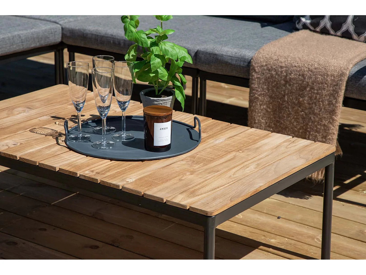 Nettan loungeset 2 delen zwart,grijs,naturel.