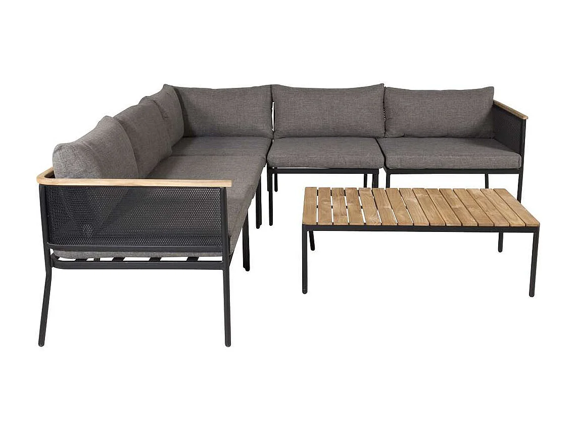 Nettan loungeset 2 delen zwart,grijs,naturel.