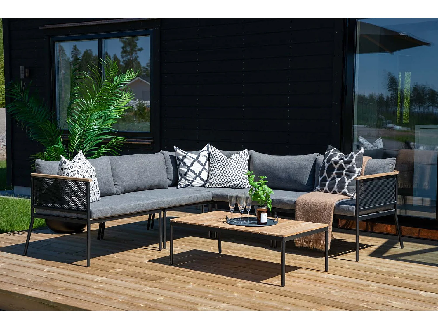 Nettan Lounge-Set 2 Teile schwarz,grau,natur.