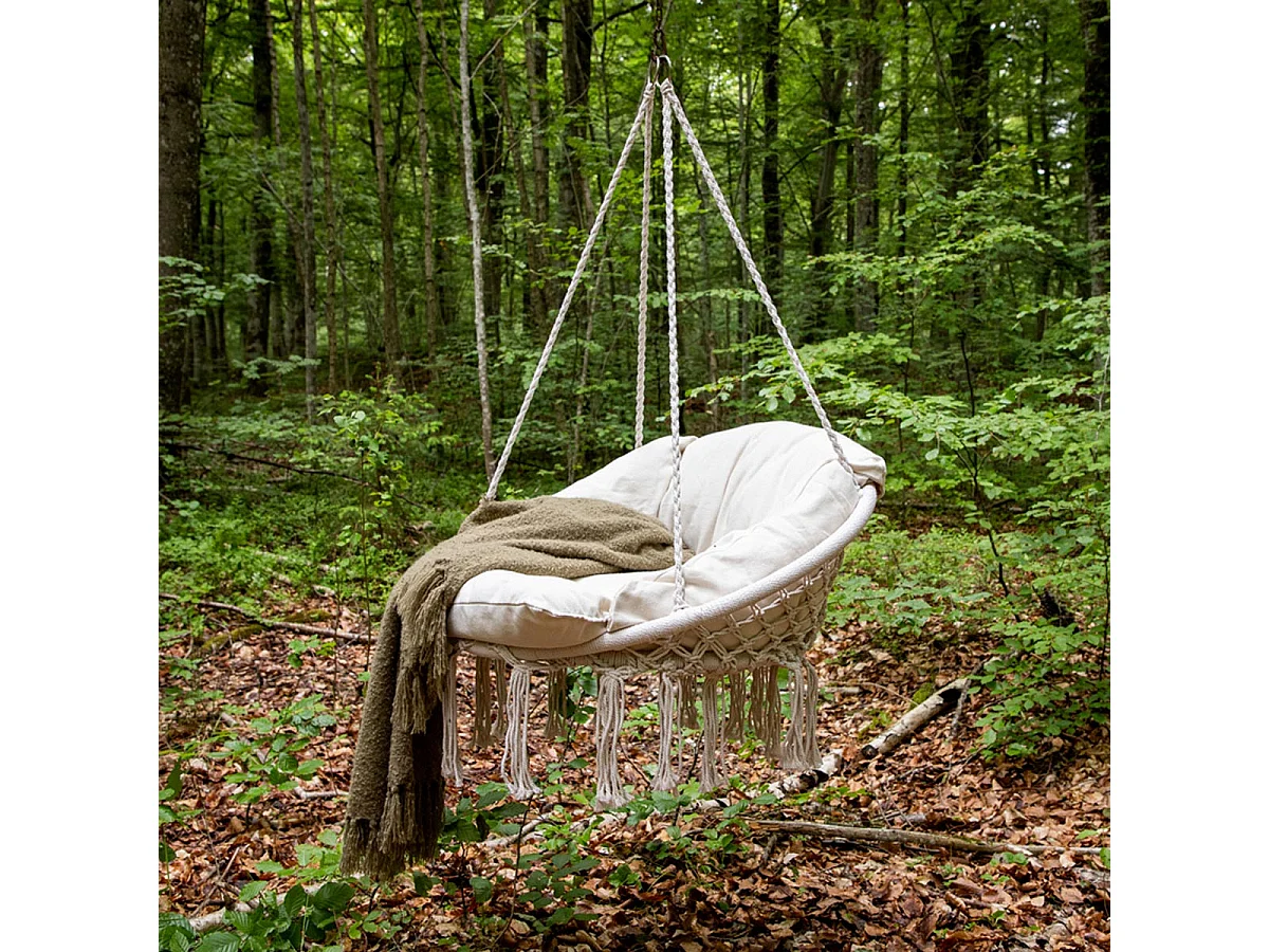 Hamtic hangend tuinstoel incl. kussen wit.