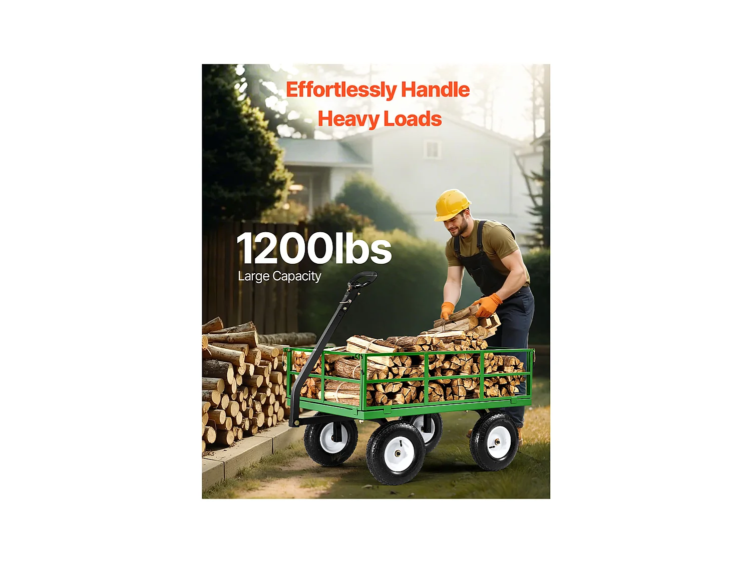 Carrito de Jardín de Acero SucceBuy, Capacidad de 544,31 kg, Resistente con Neumáticos de 33 cm