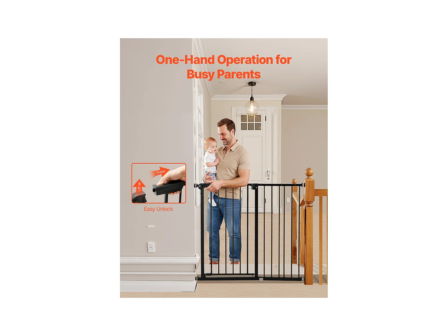 Portão de Segurança para Animais de Estimação, SucceBuy Portão de Segurança Expansível para Cães 65-101,6 x 91,4 cm Preto