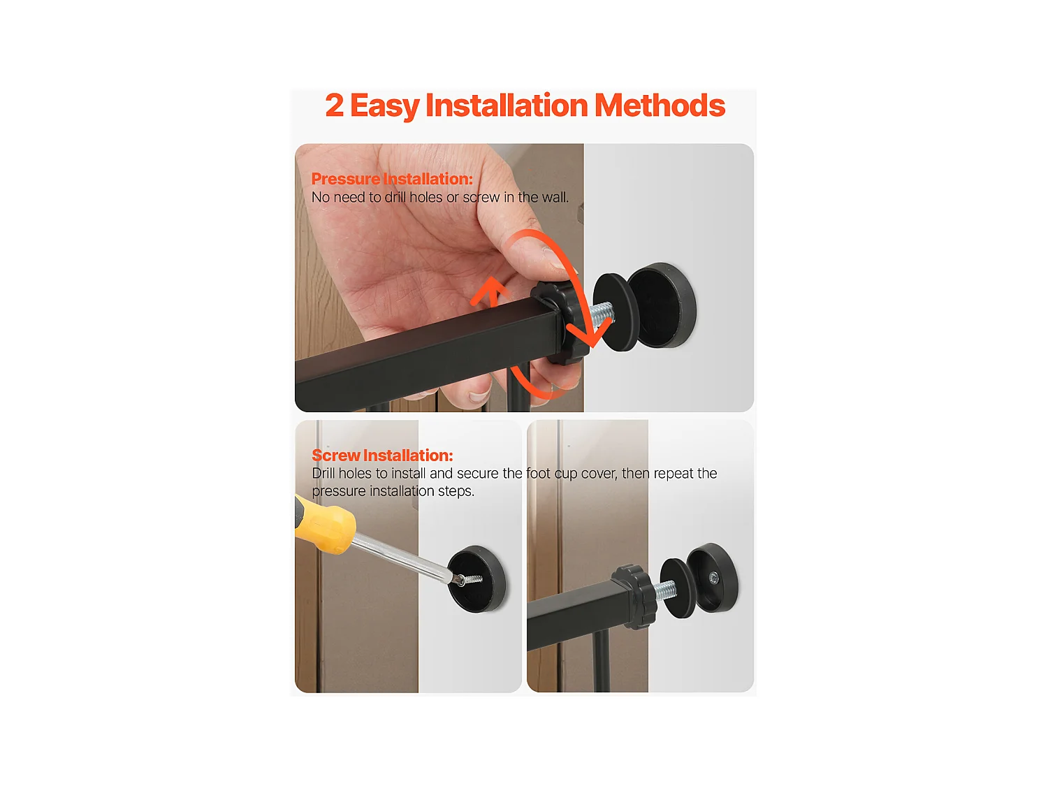 Portão de Segurança para Animais de Estimação, SucceBuy Portão de Segurança Expansível para Cães 65-101,6 x 91,4 cm Preto