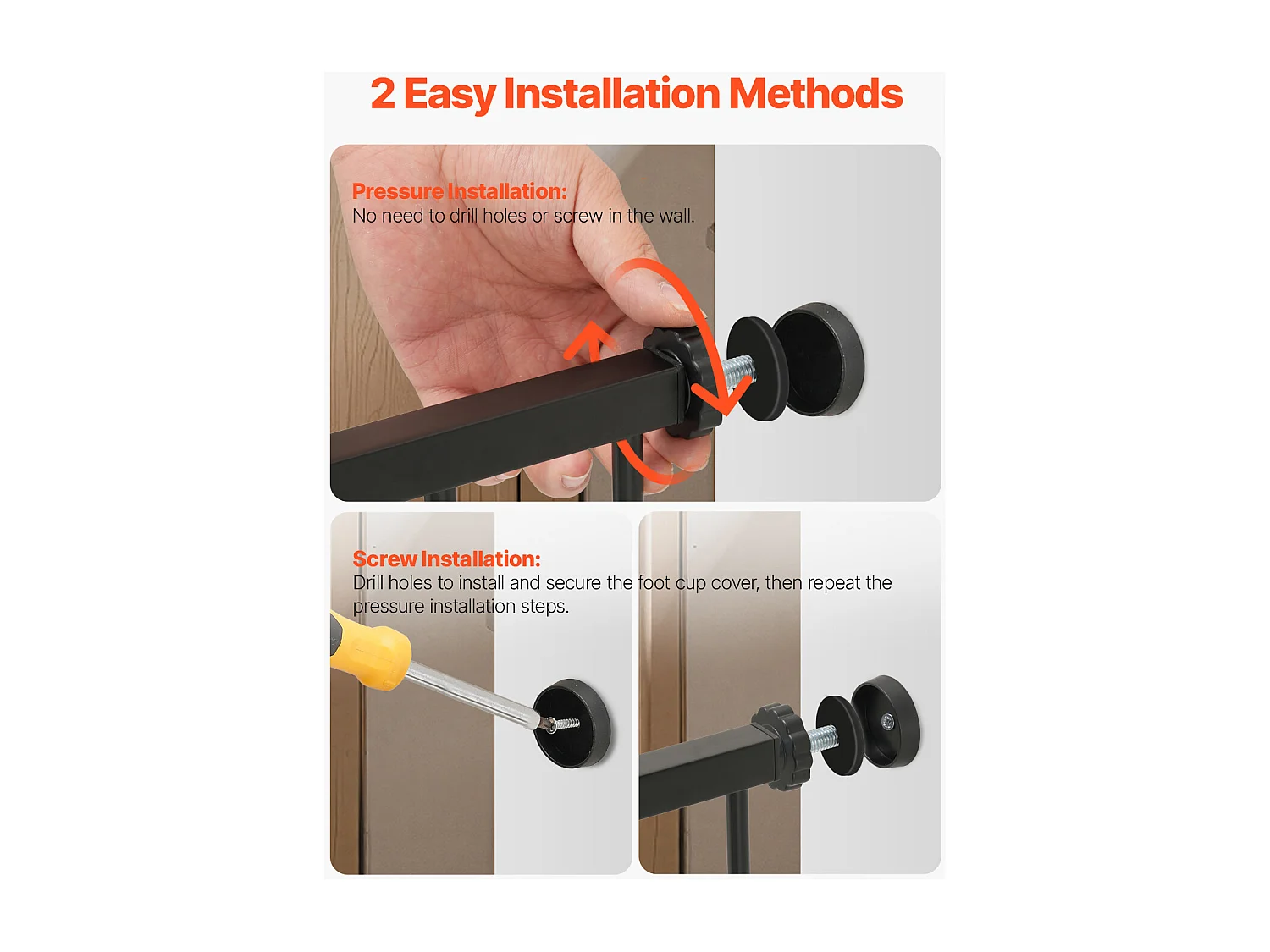 Puerta de Seguridad para Mascotas, SucceBuy Extensible 65-101,6 x 91,4 cm Color Negro