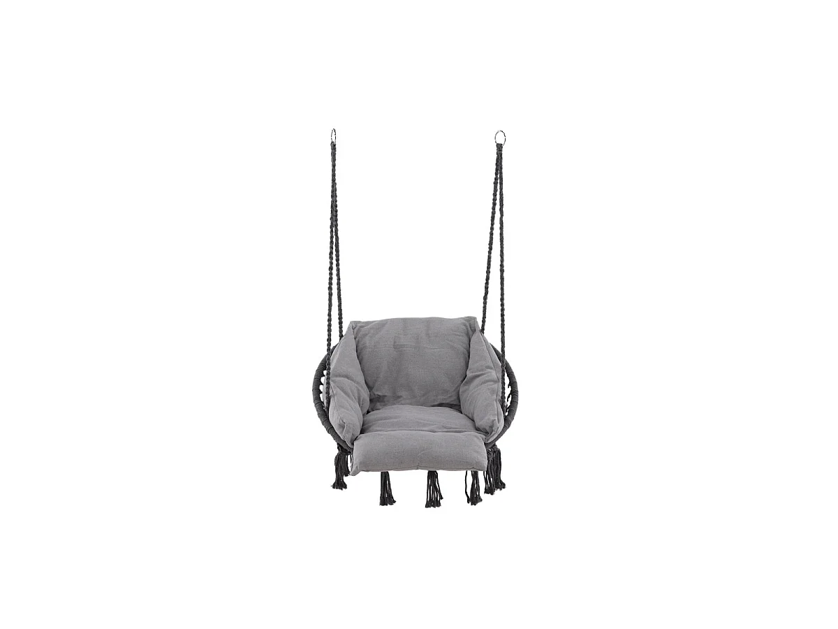 Poltrona sospesa Hamatic con cuscino grigio.