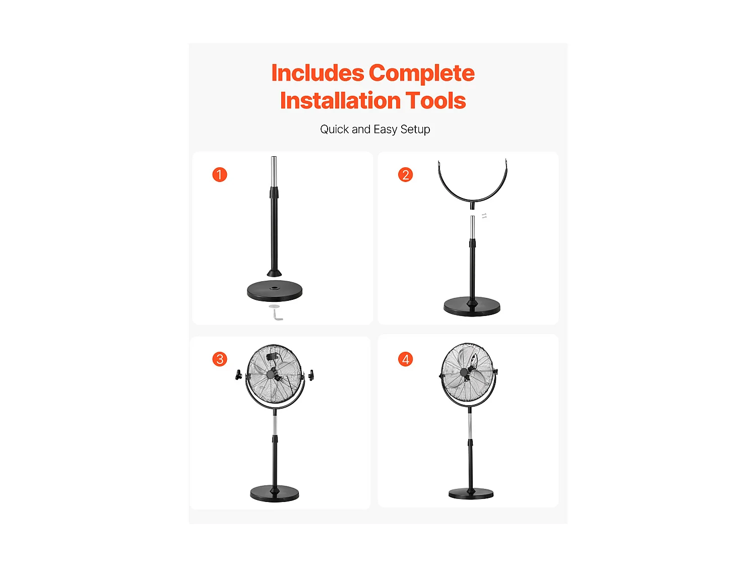 Industrie Standventilator SucceBuy , 3 Geschwindigkeiten, 56 cm, Höhenverstellbar 115-147 cm