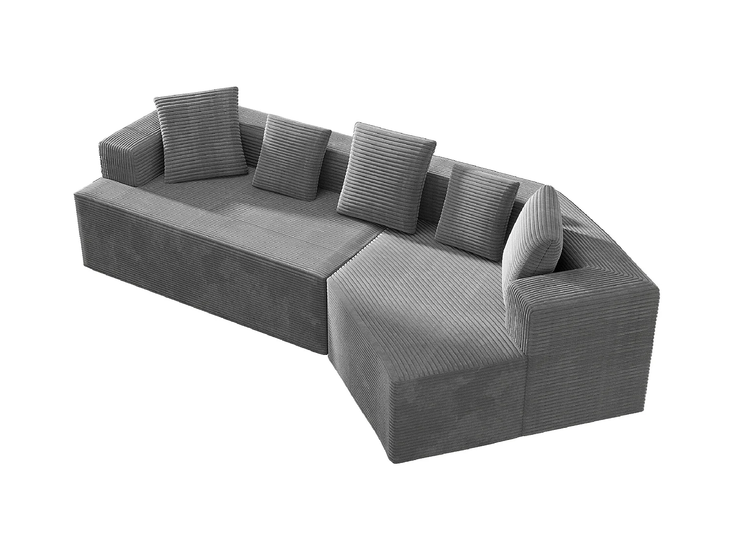 Modulares Sofa, Wolkenmuster, Cord, vollständig komprimierte Verpackung, ohne Montage, grau