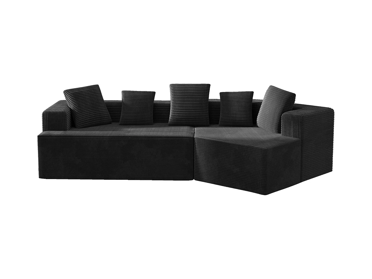 Modulares Sofa, Wolkenmuster, Cordstoff, vollständig komprimierte Verpackung, ohne Montage, schwarz.