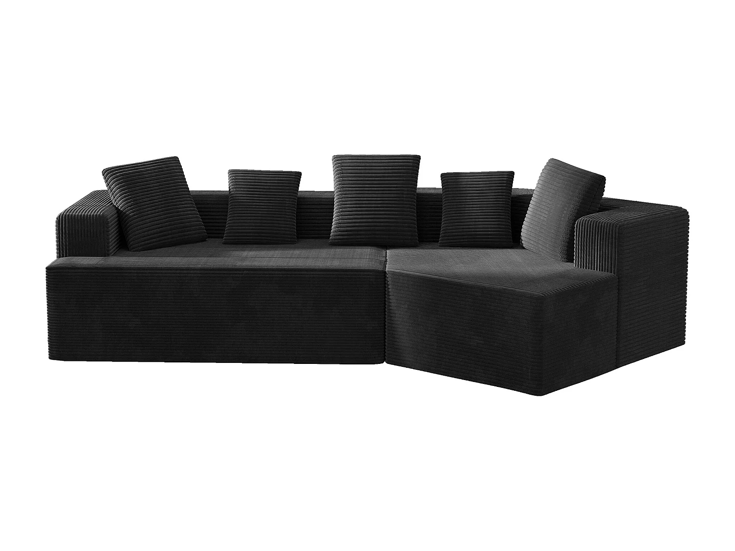 Modulaire bank, wolkenmotief, corduroy, volledig gecomprimeerde verpakking, zonder montage, zwart.