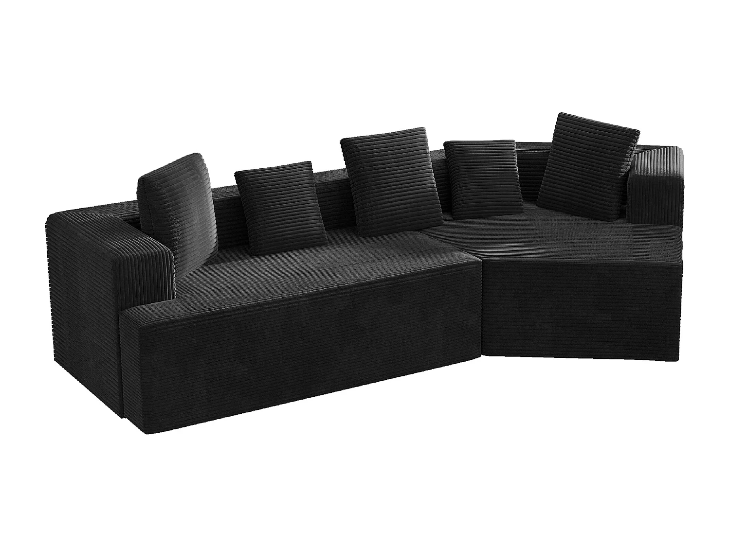 Modulaire bank, wolkenmotief, corduroy, volledig gecomprimeerde verpakking, zonder montage, zwart.