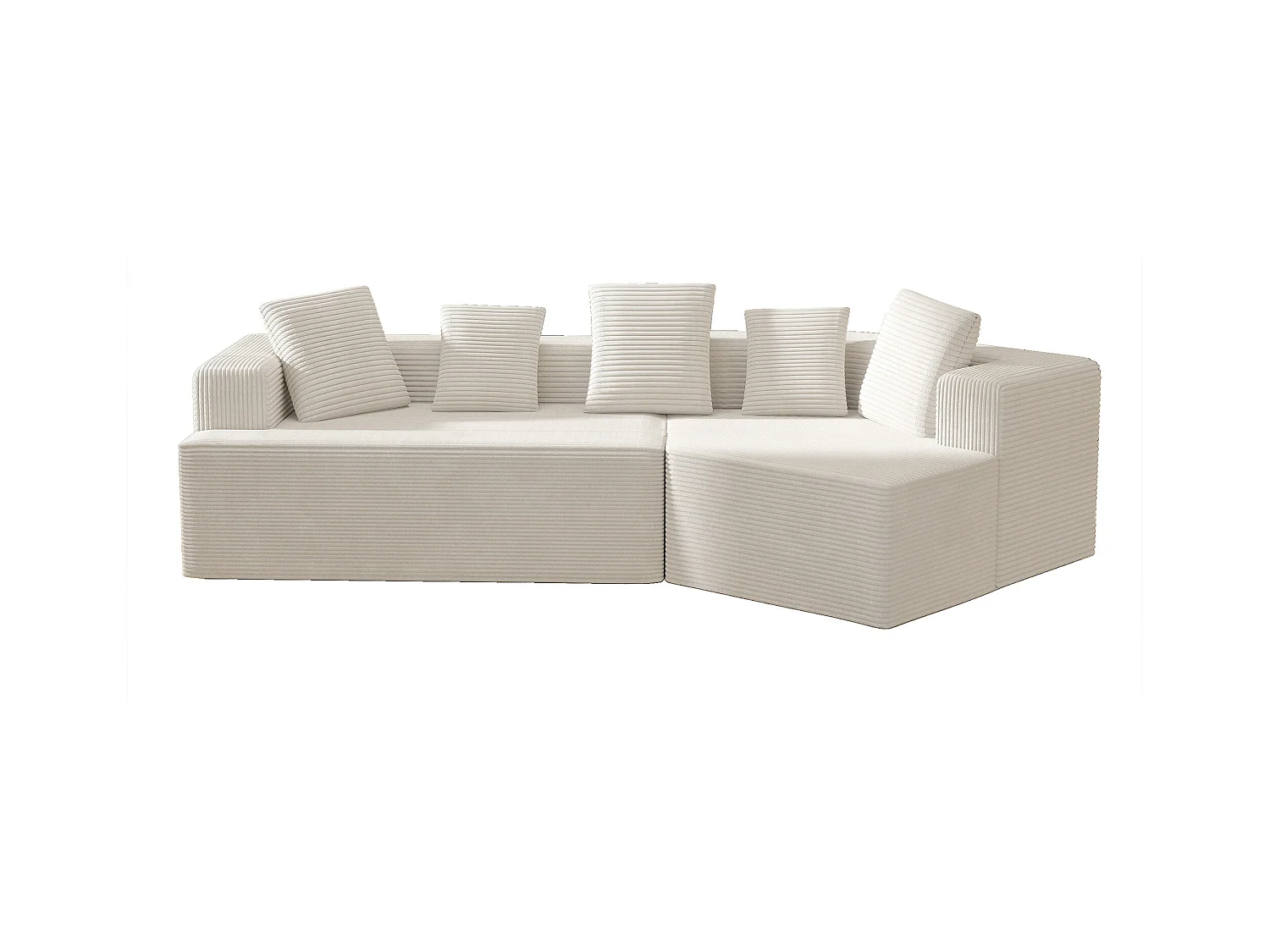 Sofá modular, con motivo de nubes, terciopelo acanalado, embalaje totalmente comprimido, sin montaje, blanco