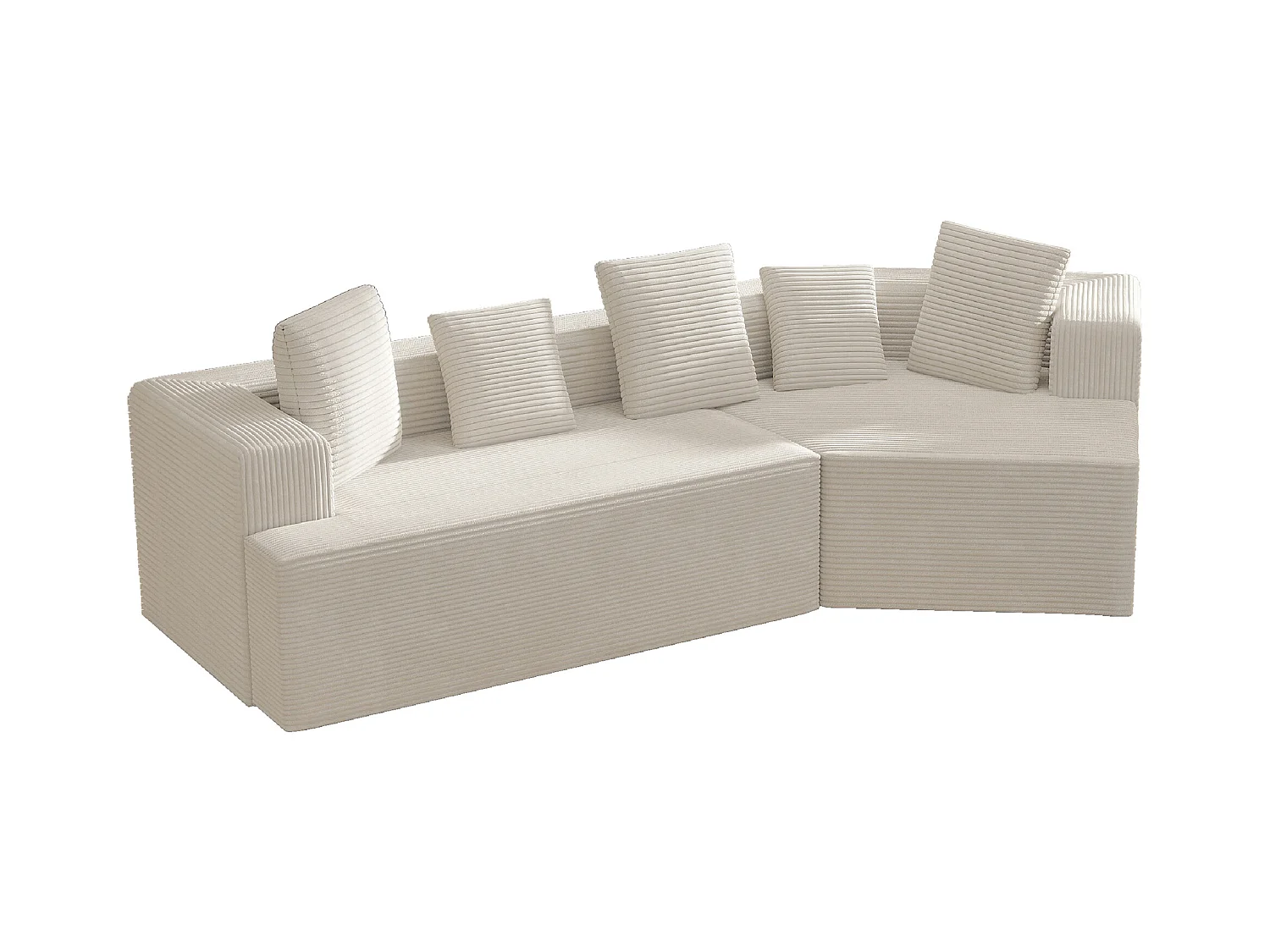 Sofá modular, con motivo de nubes, terciopelo acanalado, embalaje totalmente comprimido, sin montaje, blanco