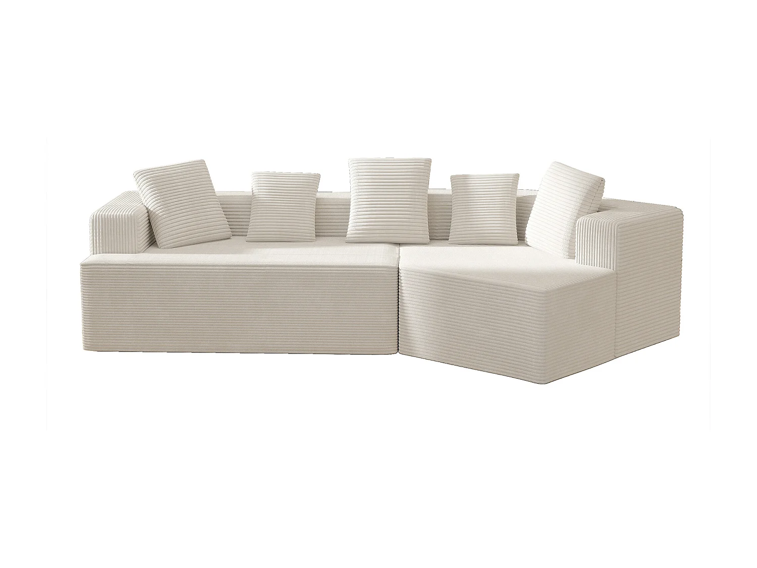 Canapé modulaire, avec motif nuage, velours côtelé, emballage entièrement compressé, sans assemblage, blanc