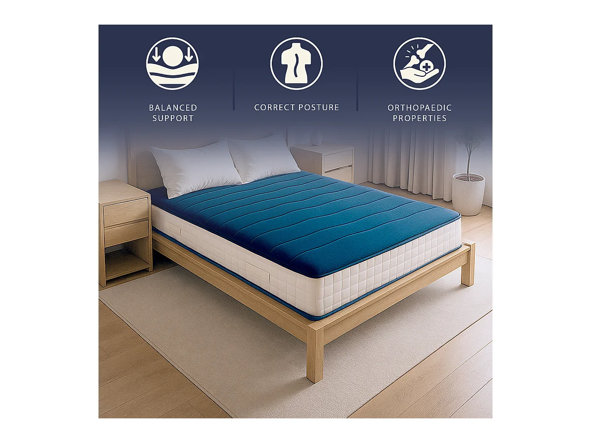 Materac małżeński 160x200 cm z pianki Waterfoam | Wysokość 20 cm | Klasa 1 | Średnio twardy | Antybakteryjny | Made in Italy