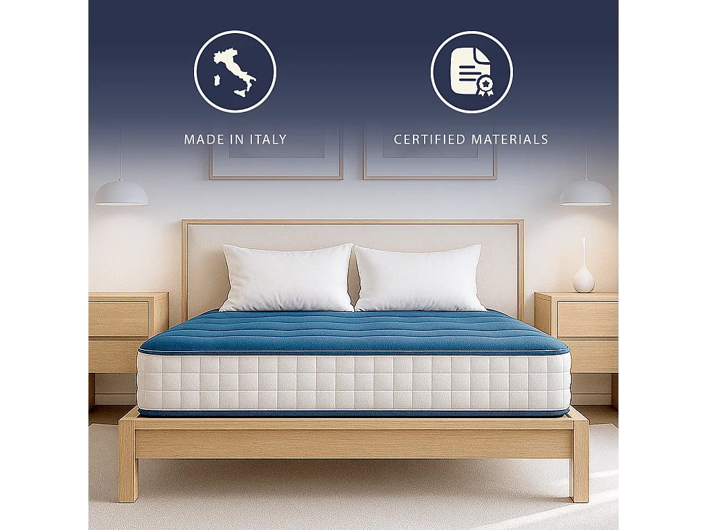Matelas double 160x200 cm Waterfoam | Hauteur 20 cm | Classe 1 | Ferme Moyenne | Antibactérien | Fabriqué Italie