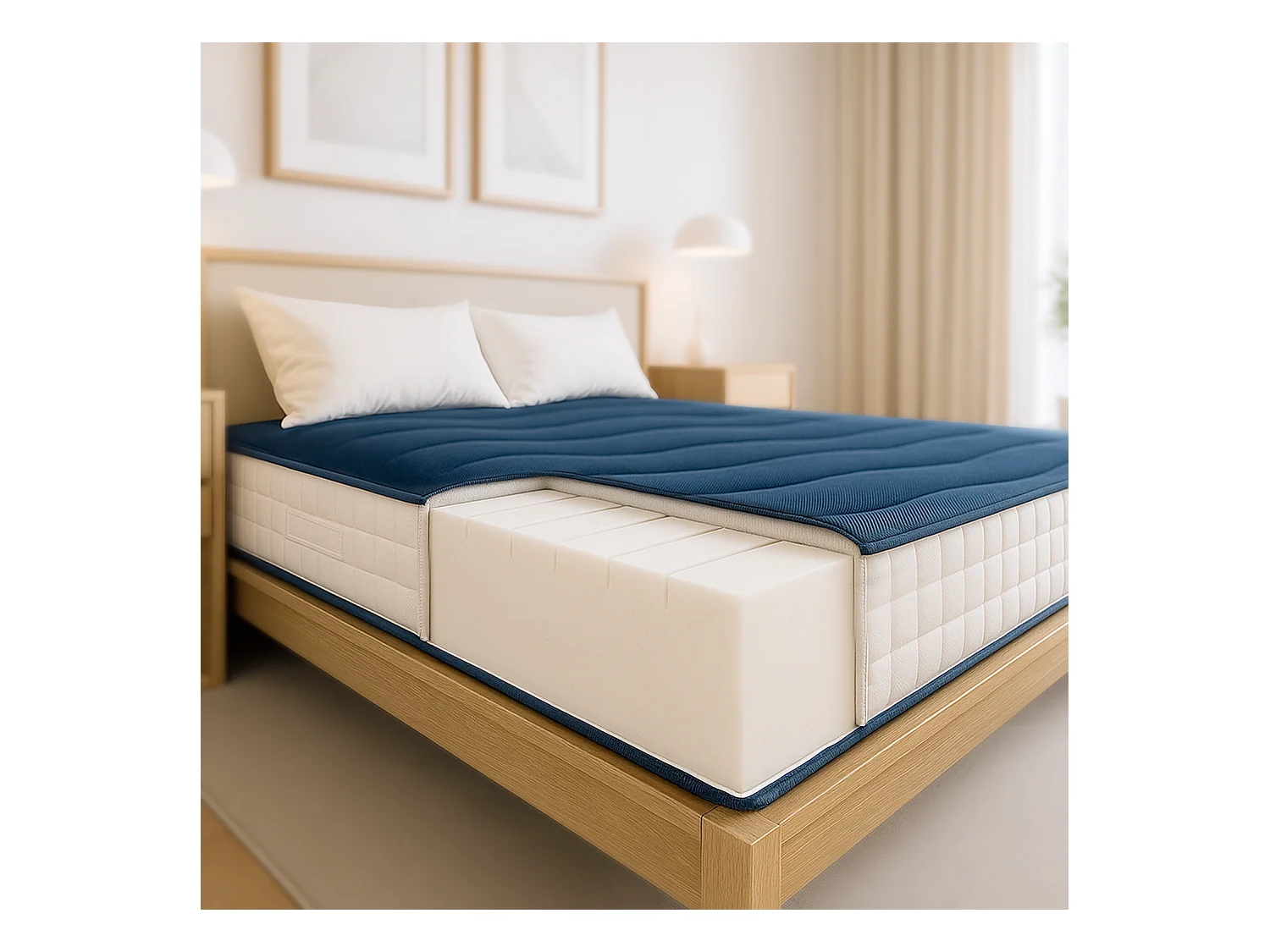 Matelas double français 140x200 cm Waterfoam | Hauteur 20 cm | Classe 1 | Ferme Moyenne | Antibactérien | Fabriqué Italie
