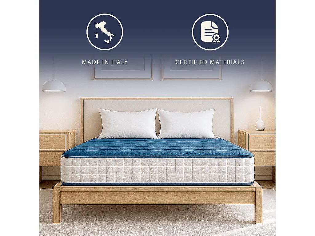 Eenpersoonsmatras 80x190 cm Waterfoam Anti-allergisch | Hoogte 20 cm | Klasse 1 | Gemiddeld Stevig | Antibacterieel | Gemaakt in Italië