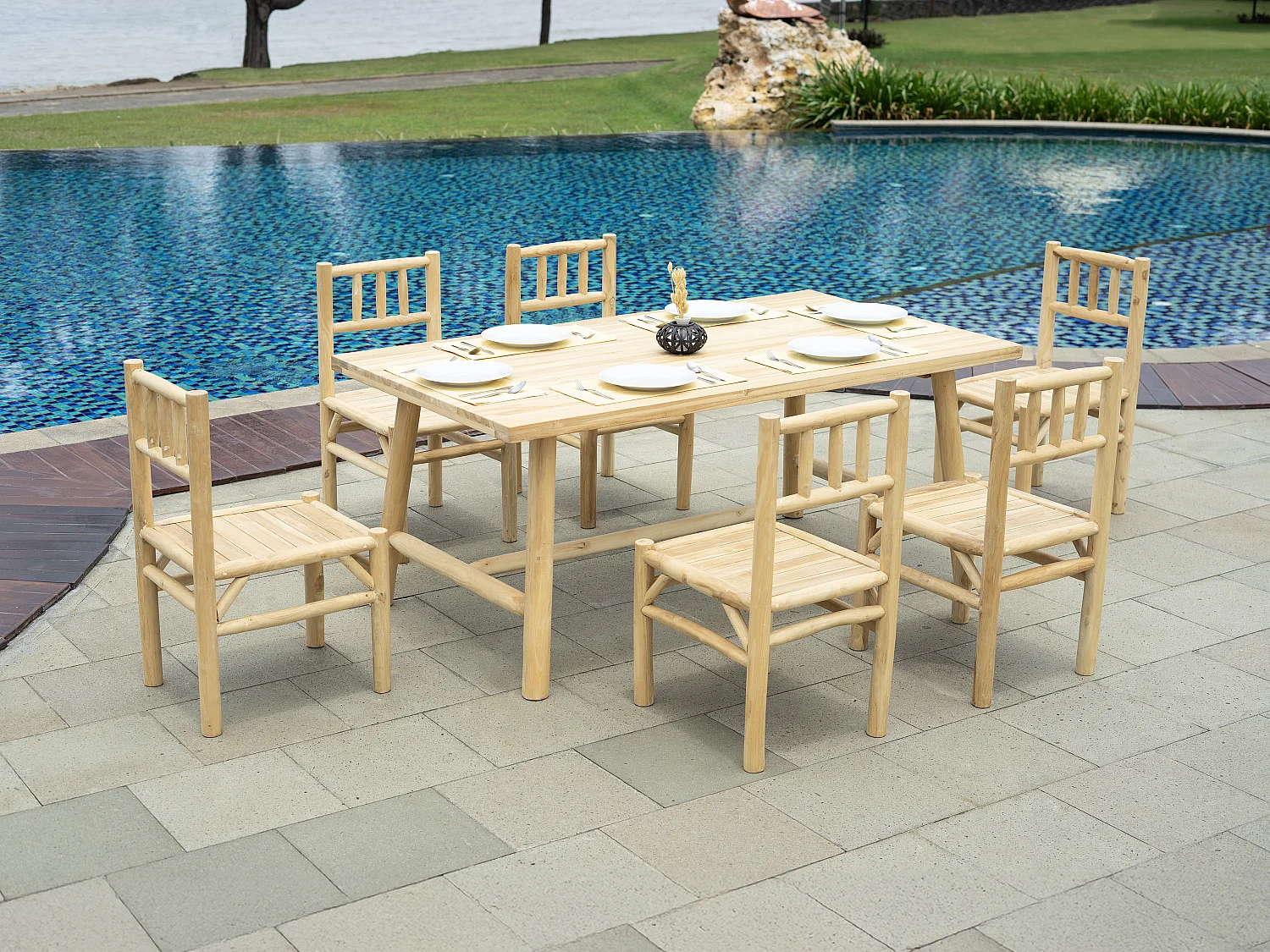 Mesa de jardim C.180 cm em teca - Natural claro - TULUM da MYLIA