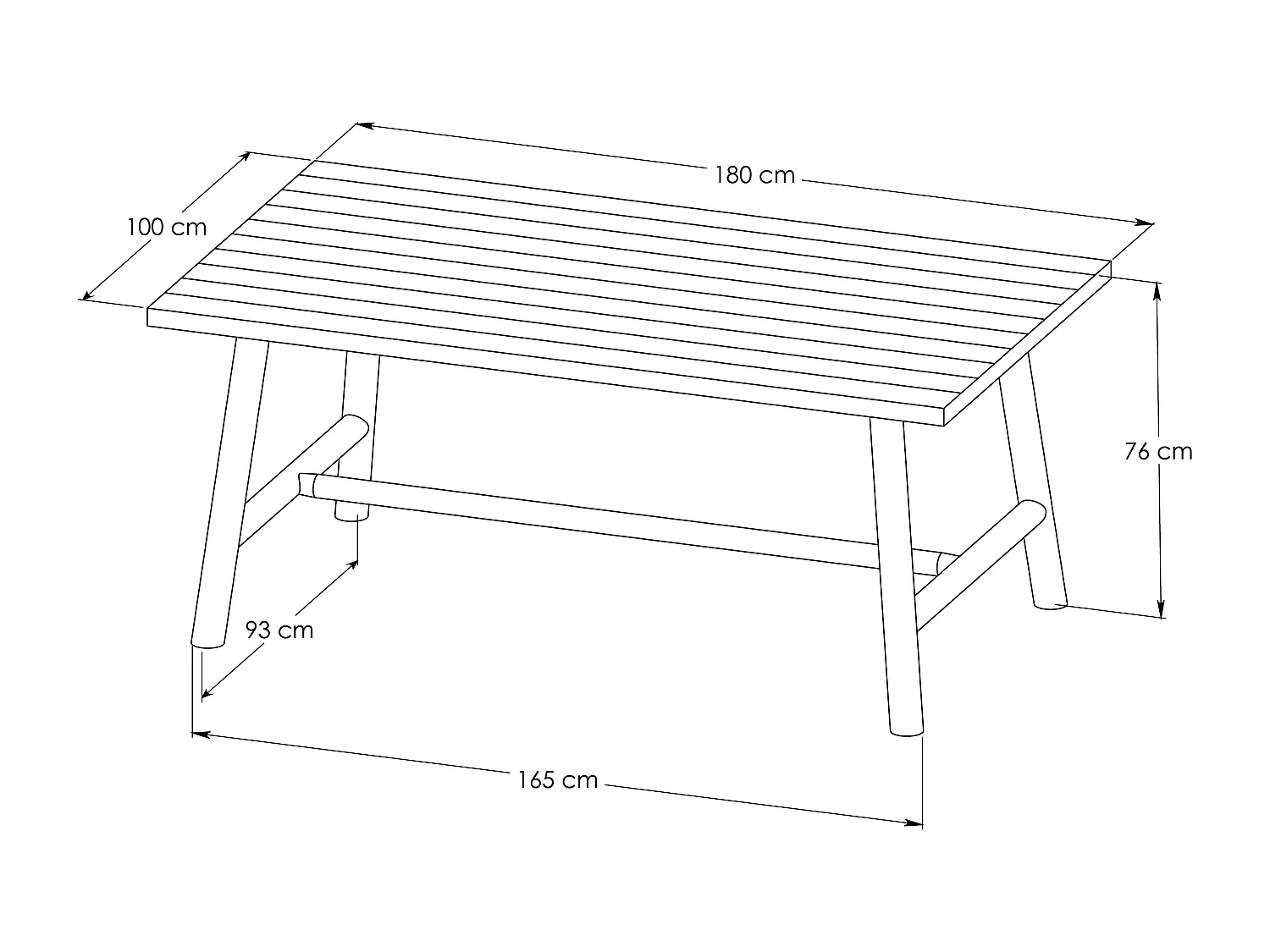Mesa de jardim C.180 cm em teca - Natural claro - TULUM da MYLIA