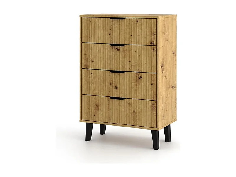 SONIA – Kommode mit 4 Schubladen im skandinavischen Stil – 70 x 39 x 102,5 cm – Aufbewahrungsmöbel – Eiche