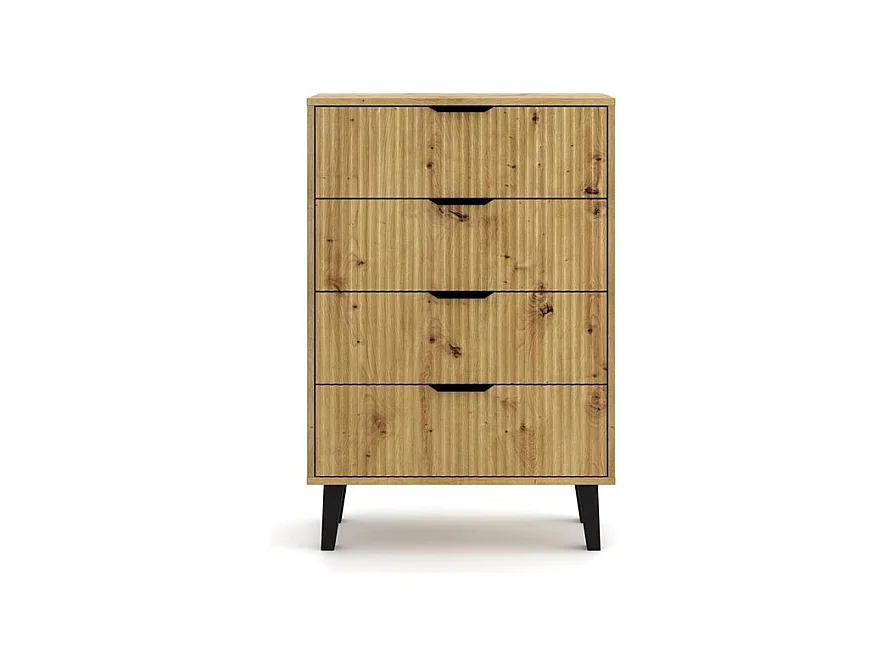 SONIA – Kommode mit 4 Schubladen im skandinavischen Stil – 70 x 39 x 102,5 cm – Aufbewahrungsmöbel – Eiche