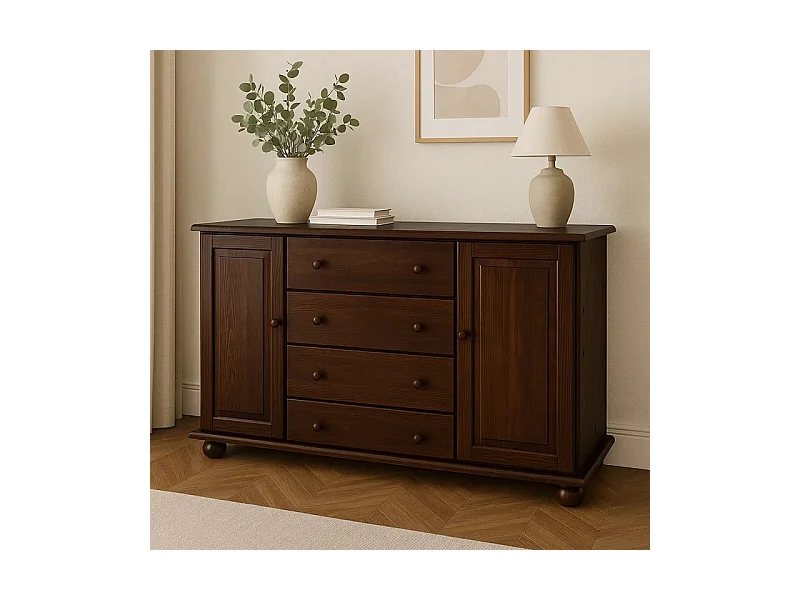 Komoda z drewna litego 138 cm Roxana Classic, kolor orzech