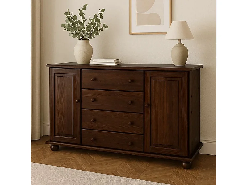 Komoda z drewna litego 138 cm Roxana Classic, kolor orzech