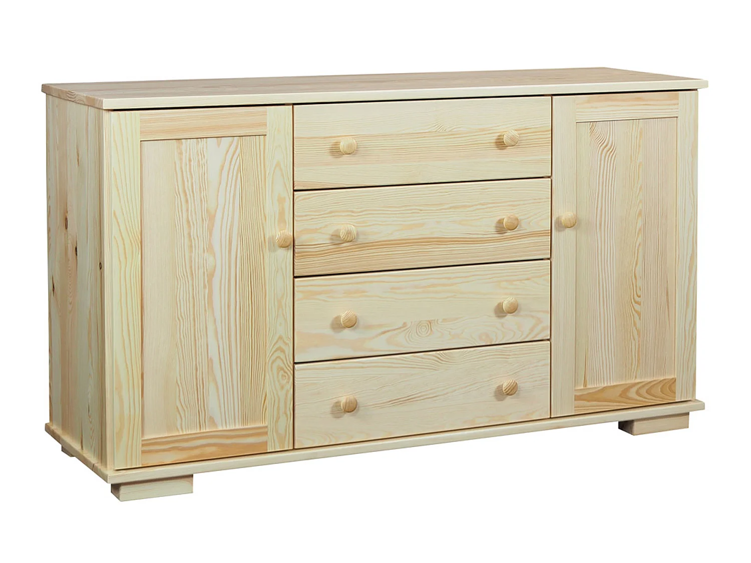 Komoda z drewna litego 137 cm Modern, 2 drzwi, 4 szuflady, sosnowa