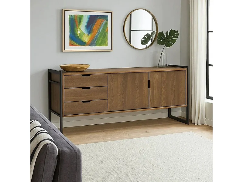 Komoda z drewna litego Loft wood 164 cm, kolor brązowy