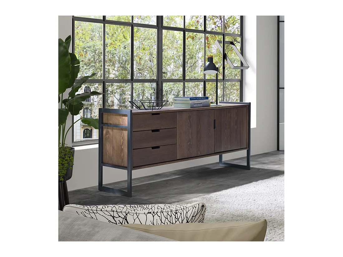 Komoda z drewna litego Loft wood 164 cm, kolor brązowy