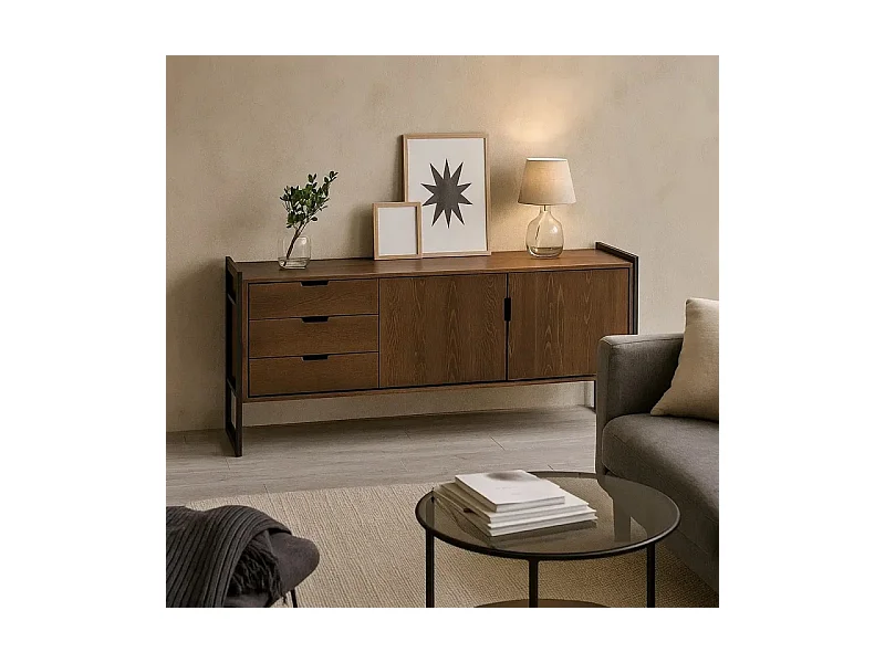 Komoda z drewna litego Loft wood 164 cm, kolor brązowy