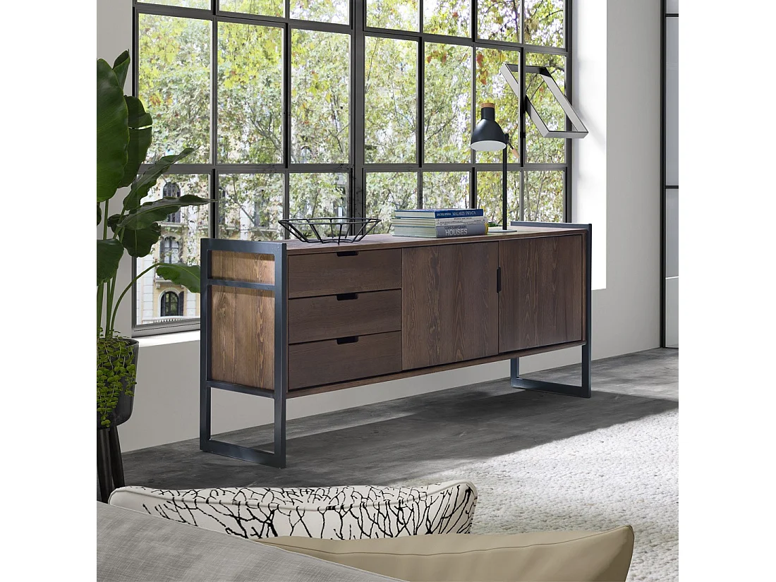 Komoda z drewna litego Loft wood 164 cm, kolor brązowy